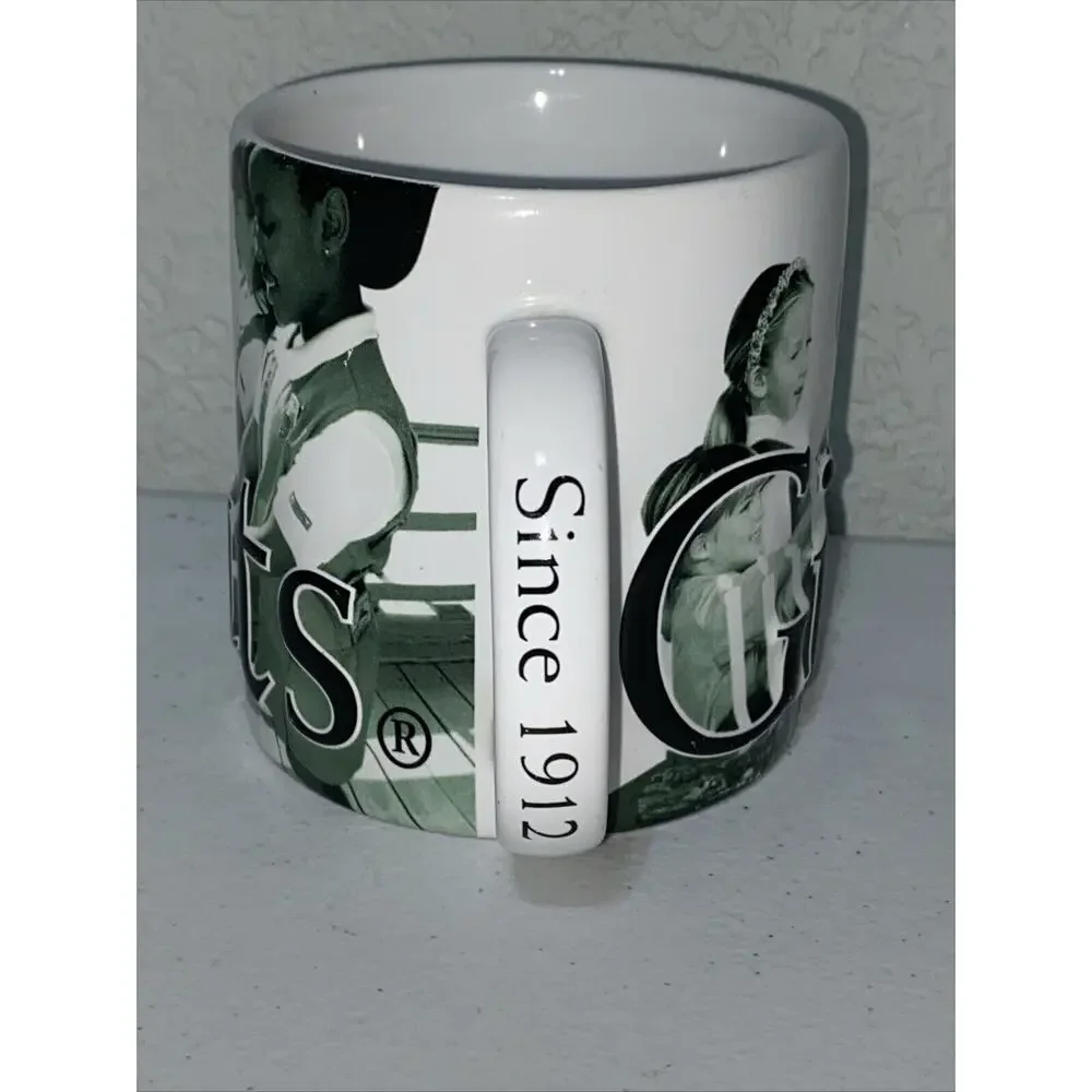 Girl Scouts Since 1912 Large Coffee Mug Tea‎ Cup Green White 2006 Embossed 3D
